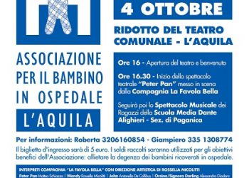 Al Ridotto del teatro Comunale in scena “Peter Pan” per i 10 anni di Abio L’Aquila
