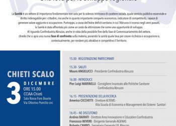 Confindustria Abruzzo promuove l’evento “Le nuove Politiche sanitarie in Abruzzo. Una leva per lo sviluppo regionale”