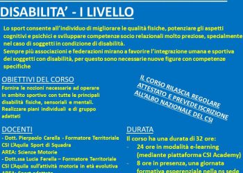 Il Csi indice il corso per “Operatore sportivo per la disabilità di I livello”