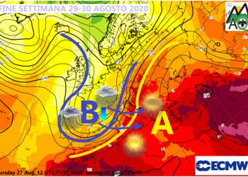 Meteo: Ultimo fine settimana di Agosto, spartiacque tra il caldo anticiclone e il fresco atlantico
