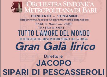 Jacopo Sipari sul podio dell’Orchestra di Bari con “Tutto l’amore del mondo”