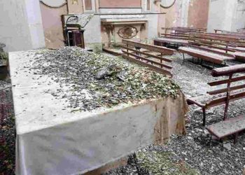 Terremoto: San Demetrio, chiesa del ‘600 ancora nel guano
