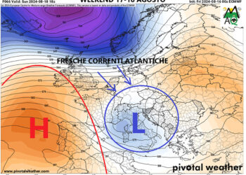 Meteo weekend 17 e 18 Agosto 2024: in arrivo deciso calo termico e temporali