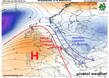 Meteo: previsioni 3 e 4 Agosto, si avvicinano timidi correnti atlantiche con abbassamento temperature  e temporali