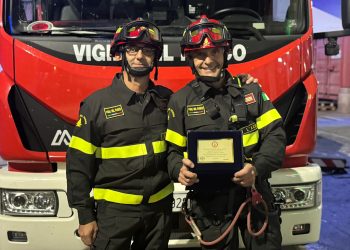 L’Aquila: vigili del fuoco in festa per il pensionamento dei colleghi Pitone e Massari