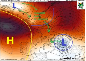 Meteo: previsioni weekend  16 e 17 Novembre, l’anticiclone ha le ore contate