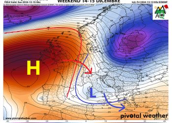 Previsioni meteo weekend 14 e 15 Dicembre: saccatura atlantica in transito con rovesci e quota neve in sali-scendi