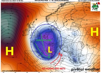 Meteo: previsioni weekend 7 e 8 Dicembre, nucleo polare in azione, instabilità e neve in bassa montagna