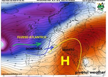 Meteoweekend 25 e 26 gennaio 2025: sabato col sole e temperature miti, domenica torna flusso atlantico