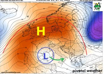 Meteo: previsioni weekend 26 e 27 Aprile, si instaura anticiclone con instabilità