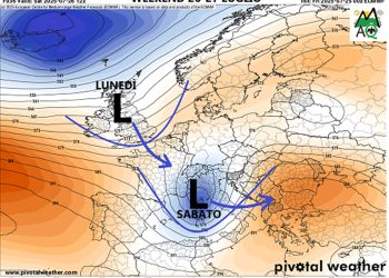 Meteo: previsioni weekend 26 e 27 Luglio, stop a stabilità a a calura, inizia fase fresca e instabile