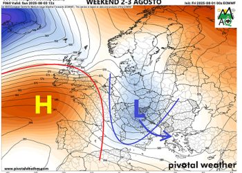 Meteo: Previsioni weekend 1 e 2 Agosto, Domenica a tutt ainstabilità poi lento miglioramento