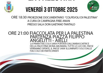 Aielli, Venerdì 3 Ottobre fiaccolata per Pelestina: prima fiaccola portata da Ambasciatore palestinese